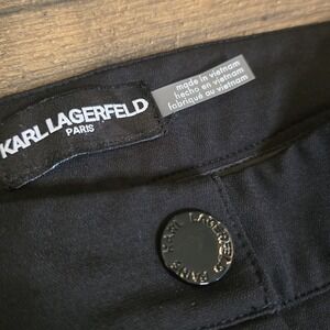 Karl Lagerfeld Logo Tape Compression Pants Womens 10 Black Ponte Designer